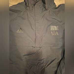 Adidas Men's XL Anorak Team USA Volleyball Black Small Tear On Front